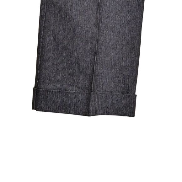 Larry Levine Stretch Cuffed Brown Herringbone Trousers Size 8 - Picture 3 of 7